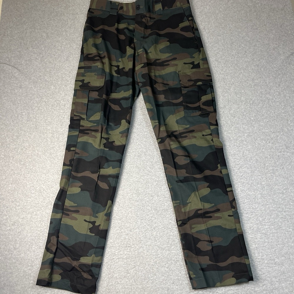 Dickies Pants Mens 32x34 Green Cargo Camouflage Twill Canvas Flex Straight
